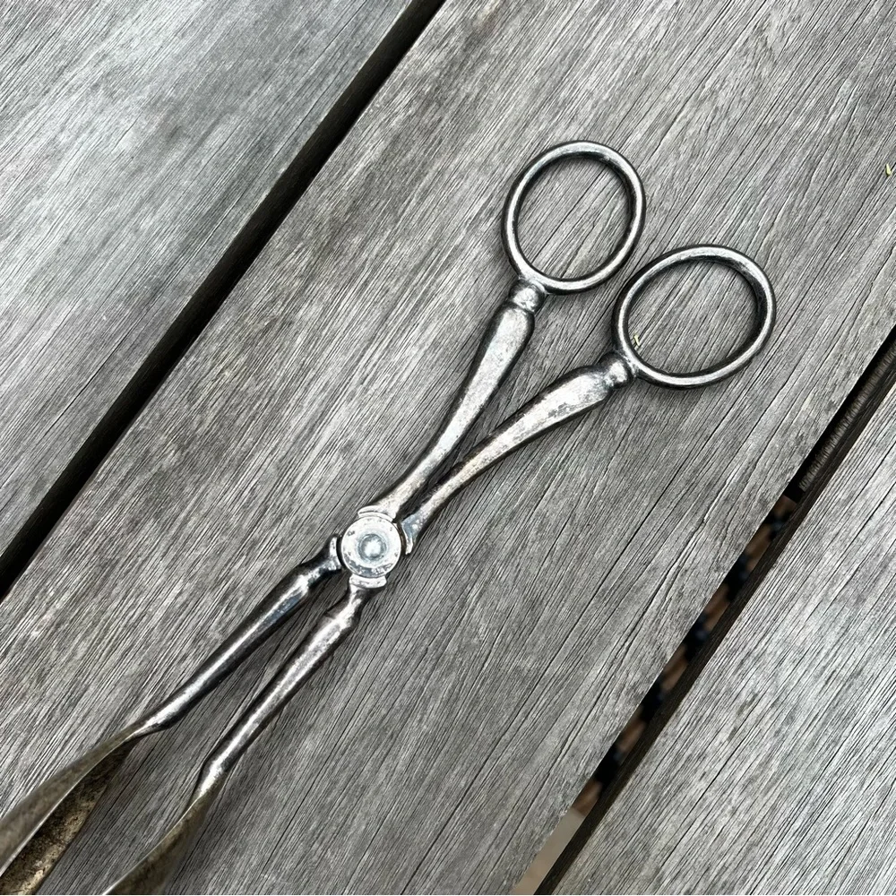 Vintage Serving Scissor Tongs Silver-Plate EP Zinc Italy Salad Fruit Server 10